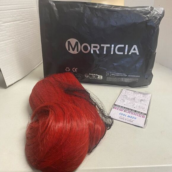 MORTICIA Women’s Long Synthetic And Human Hair Fiber Wig Red Orange - Picture 9 of 12